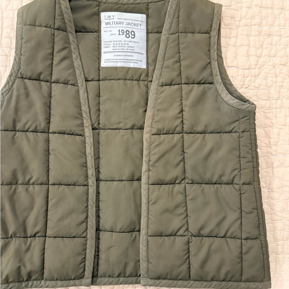 Zadig & Voltaire KARVY Khaki Green Quilted Vest